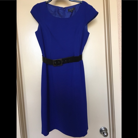 blue dress with black belt